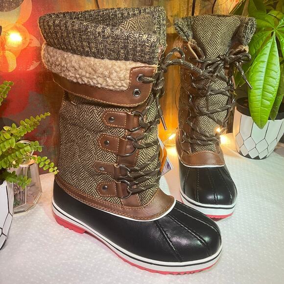 DREAM PAIRS Women's Mid Calf Winter Snow Boots, 6 M US, Brown - Picture 6 of 12